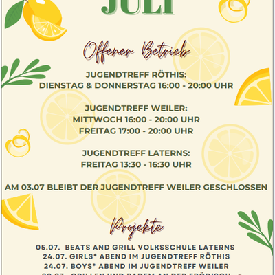 Monatsprogramm für den Monat Juli