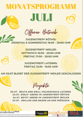 Monatsprogramm für den Monat Juli Monatsprogramm für den Monat Juli