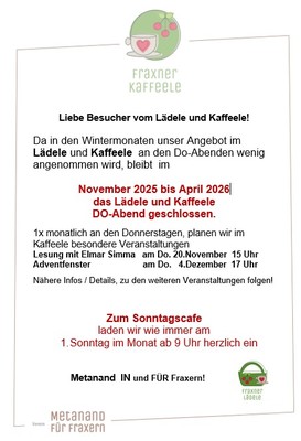 Neuigkeiten aus dem Lädele und Kaffeele