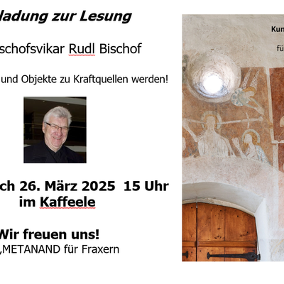 Einladung zur Lesung mit Bischofsvikar Rudl Bischof