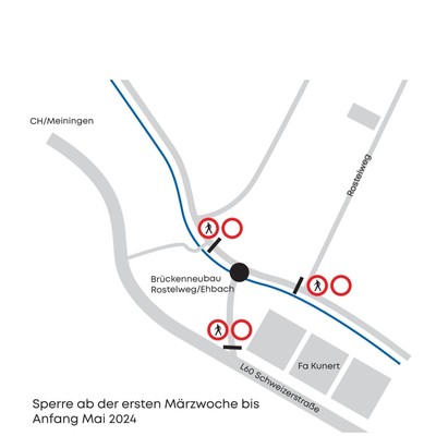 Straßensperre/Brückensperre - Rostelweg/Ehbach