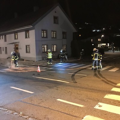 Einsatz 08-2018: f1 röthis walgaustraße [TECHN.EINSATZ] ölspur nach v.u - polizei vor ort