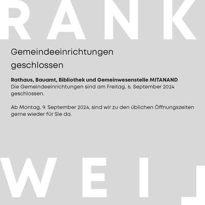 Gemeindeeinrichtungen geschlossen