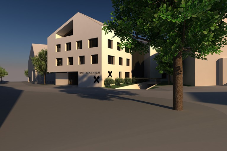 Ansicht der geplanten Raiffeisenbank Montfort (© DI Wolfgang Schmieder)