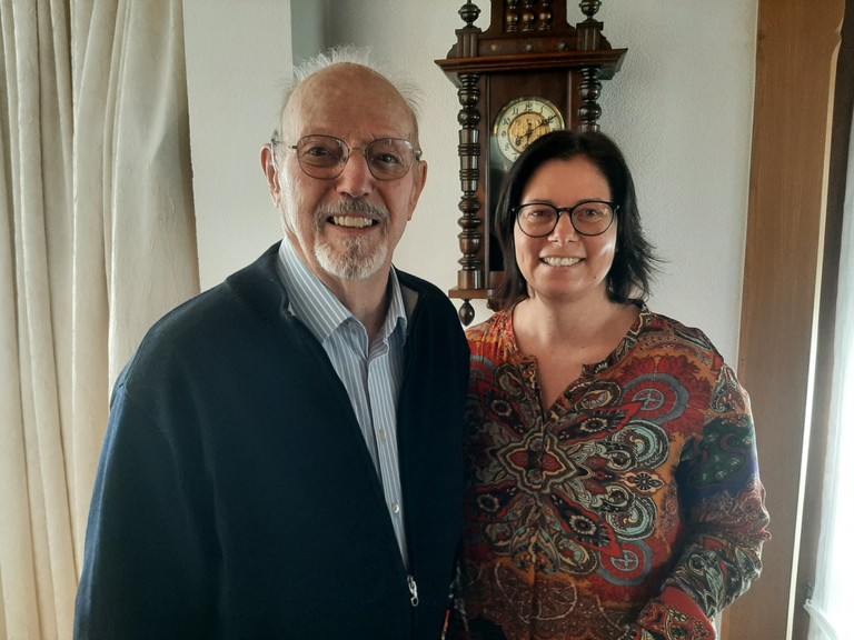 Jubilar Oskar Josef Schwarzmann mit Bgm. Mag. Katharina Wöß-Krall ©MG Rankweil