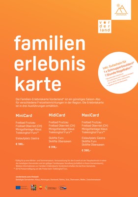 Familien-Erlebniskarte Vorderland Familien-Erlebniskarte Vorderland