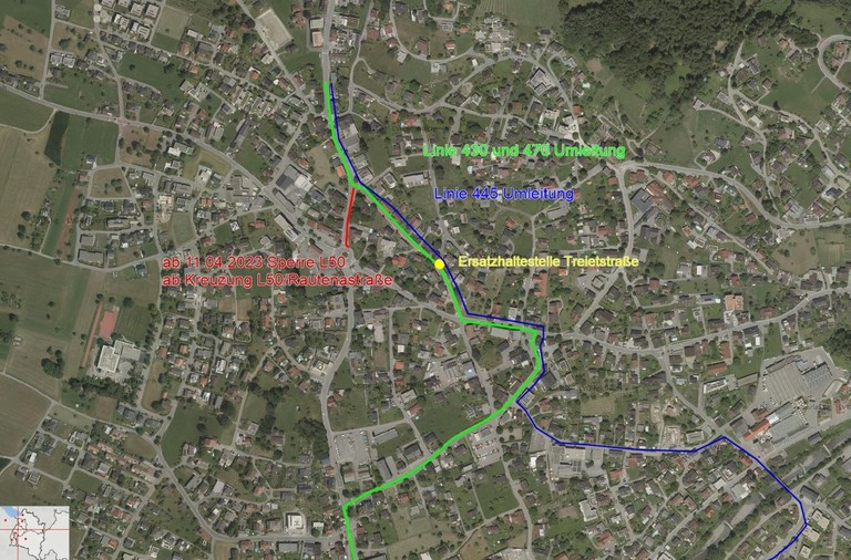 Straßensperre Plan © Vorarlberg Atlas