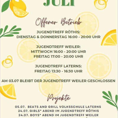 Monatsprogramm Juli