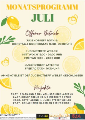 Monatsprogramm Juli