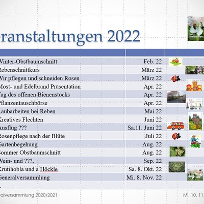 OGV Sulz-Röthis Veranstaltungsprogramm 2022