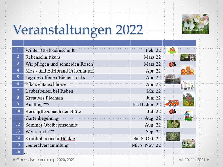 OGV Sulz-Röthis Veranstaltungsprogramm 2022