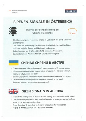 Sirenen-Signale in Österreich