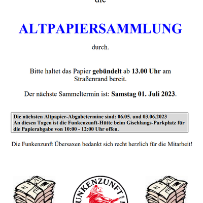 Altpapiersammlung Funkenzunft Übersaxen