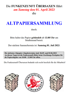 Altpapiersammlung Funkenzunft Übersaxen