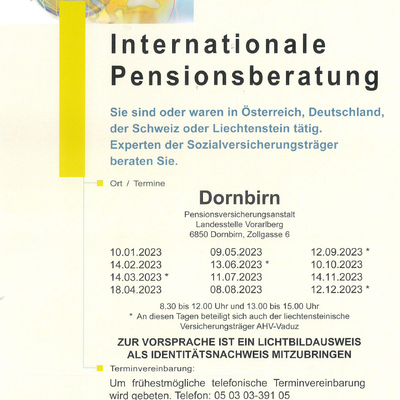 Internationale Pensionsberatung in Dornbirn