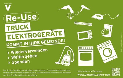 Re-Use-Truck am Montag, 27.03.2023 von 9:30 - 10:30 Uhr beim Dorfplatz Übersaxen