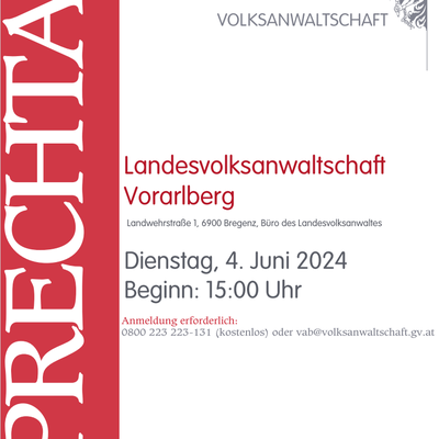 Sprechtag Volksanwaltschaft am Dienstag,  den 4. Juni 2024