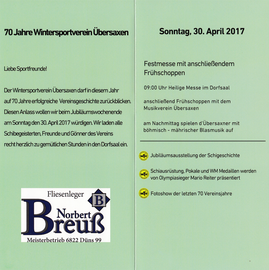 70 Jahre Wintersportverein Übersaxen