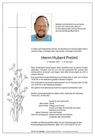 Sterbefall - Hubert Preiml
