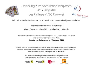 Raiffeisen VBC Rankweil - Preisjassen