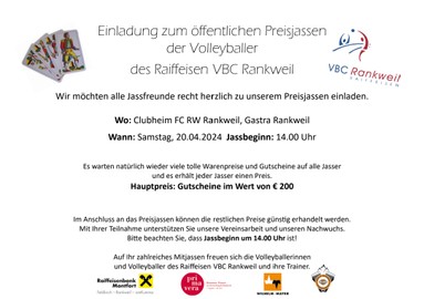 Raiffeisen VBC Rankweil - Preisjassen 2024