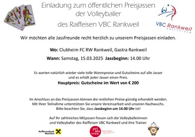 Raiffeisen VBC Rankweil - Preisjassen 2025