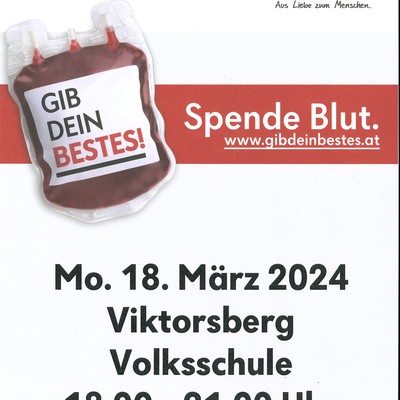 Blutspendeaktion Montag 18.3.2024