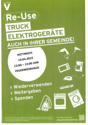 Re-Use-Truck am 19.04.2023 bei der Müllsammelstelle Feuerwehrhaus