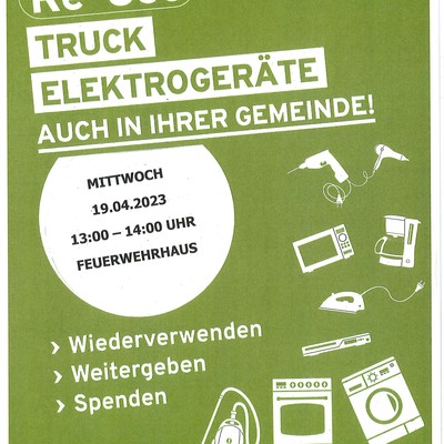 Re-Use-Truck am 19.04.2023 bei der Müllsammelstelle Feuerwehrhaus