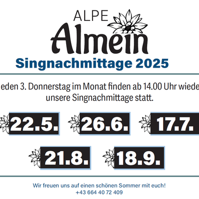 Singnachmittage Alpe Almein
