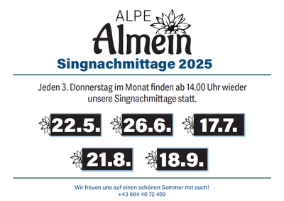 Singnachmittage Alpe Almein