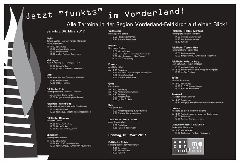 Alle Funkentermine in der Region Vorderland-Feldkirch auf einen Blick.