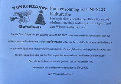 Funkensonntag  am 26.02.2023 in Batschuns