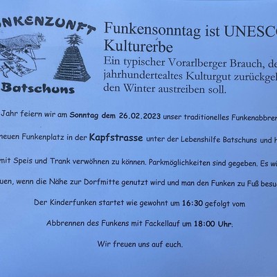 Funkensonntag  am 26.02.2023 in Batschuns